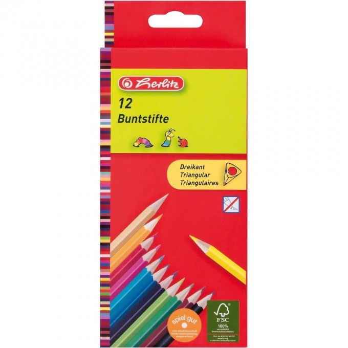 Карандаши цветные трехгранные HERLITZ, 12шт 10412021