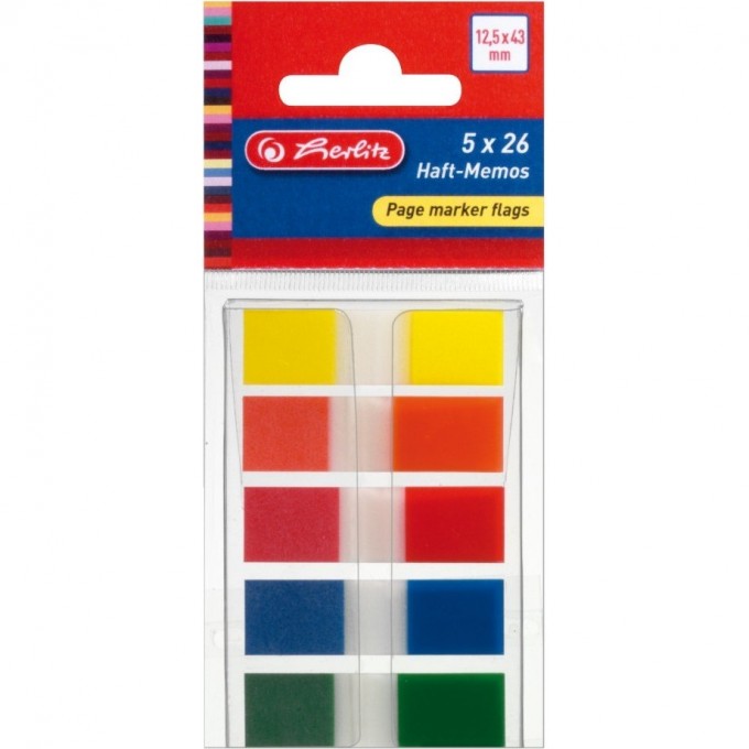 Маркеры-закладки HERLITZ, 25х43 мм, 5х26 шт 11233947