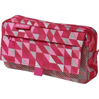 Пенал-косметичка HERLITZ, 2 боковых кармана, Geometric Berry